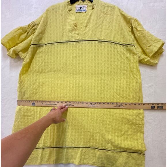 Mii Aux Cyclades Mini Dress Womens O/S Yellow Navy Woven Cotton Oversized Boho - Picture 12 of 16